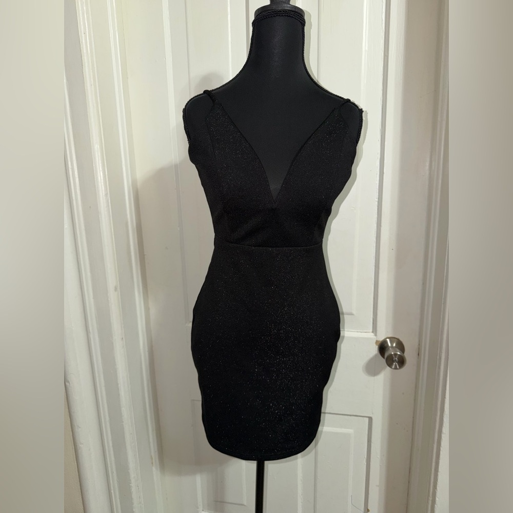 Women's size medium Windsor Black Glitter Mini Dress, wedding, event prom casual